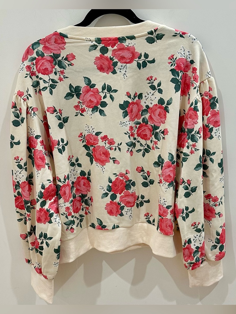 NWT BiBi Vintage Rose Floral Balloon Sleeves Sweatshirt Size L - Picture 3 of 4